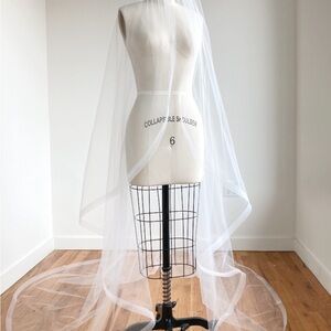 Elegant Sheer White Veil Sara Gabriel: Julianne Veil Cathedral Length Veil